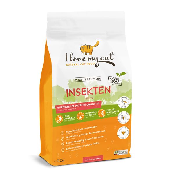 I love my cat Futterset mit Insektenfutter für ernährungssensible Katzen Gewichtsproblemen 1,35 kg Set