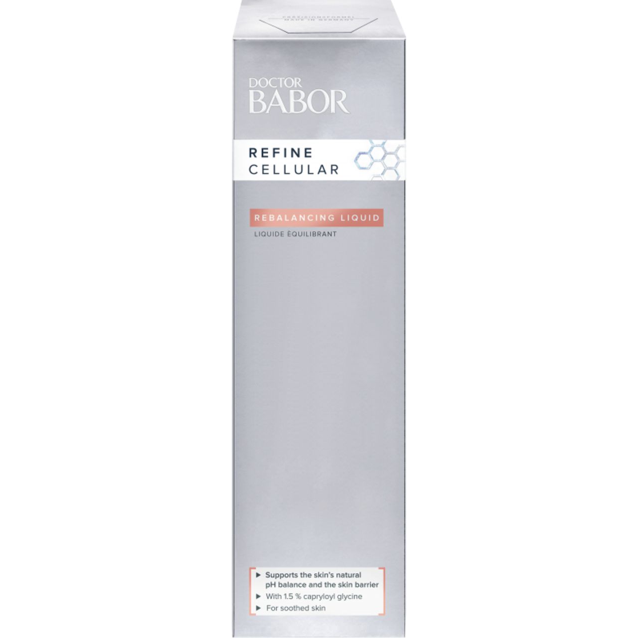 Doctor Babor Produktverpackung. Grau-weiße Schachtel mit Produktnamen und -bezeichnung. Text in Englisch und Französisch.