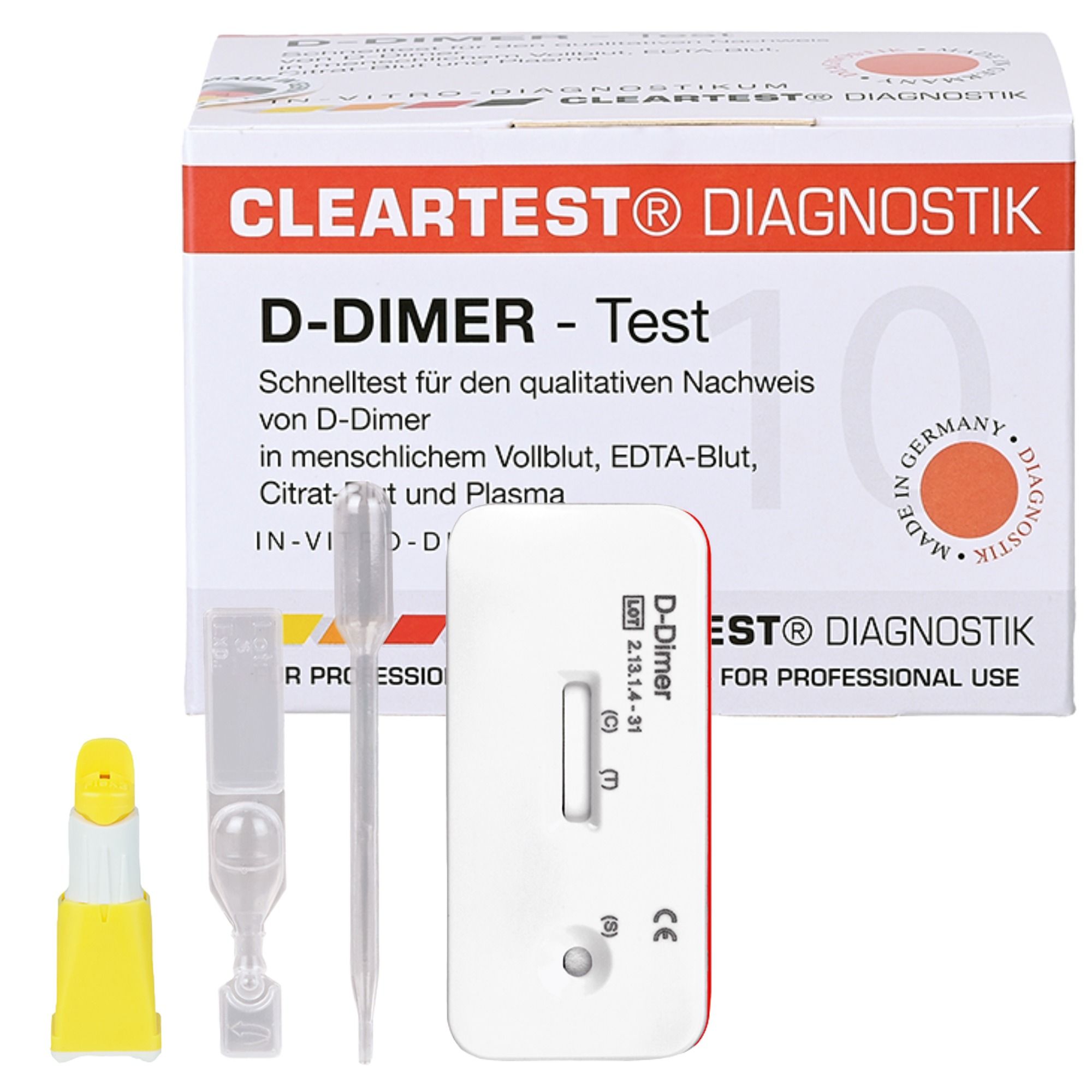 D-Dimer Cleartest Vollblut TVT LE DIC 10 St Test