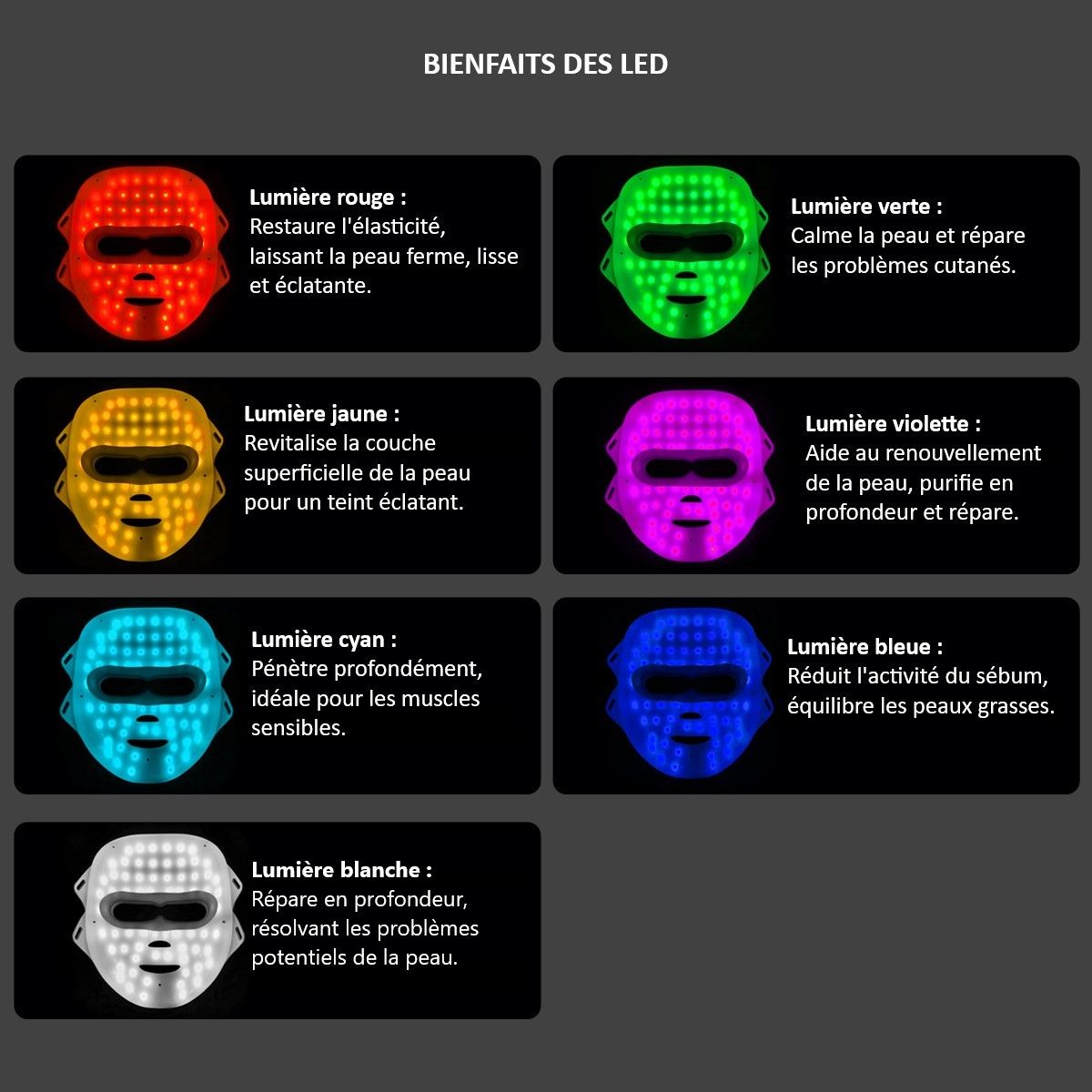 LED-Gesichtsmaske, Lichttherapie, 7 Farben-PALOMA BEAUTIES