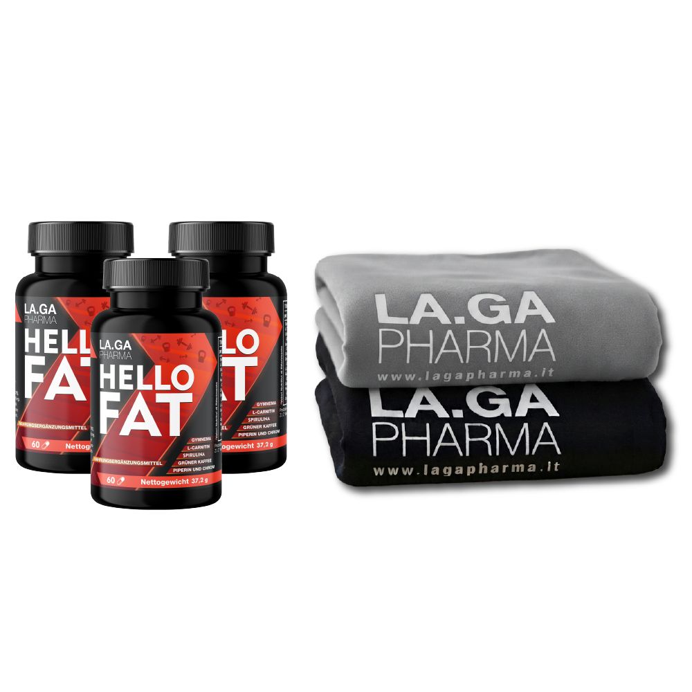 La.ga Sparset Fatburner 3x HelloFat – Abnehmen & Stoffwechsel + Sport-Handtuch 180 St