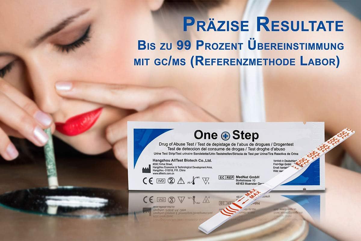 One+Step Kokain Drogentest-Schnelltest - Selbsttest mit hoher Sensitivität Cut-off: 100 ng/ml