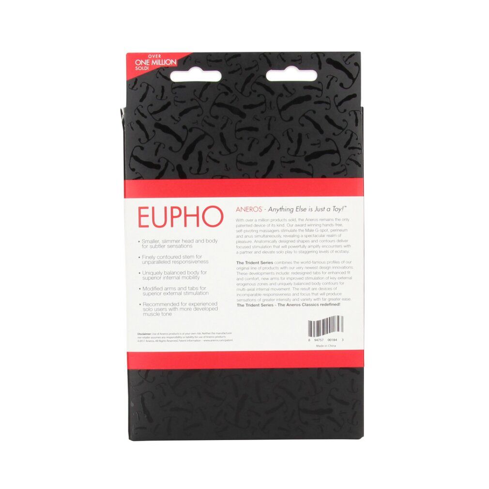 Verpackung für den "Eupho Trident Series" männlichen G-Punkt-Stimulator in Weiß.
