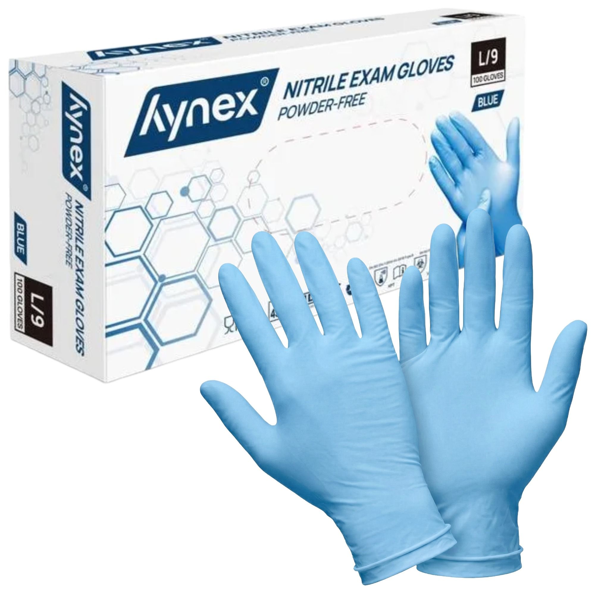 Hynex Nitrilhandschuhe blau puderfrei 3,5g Einweghandschuhe Größe L