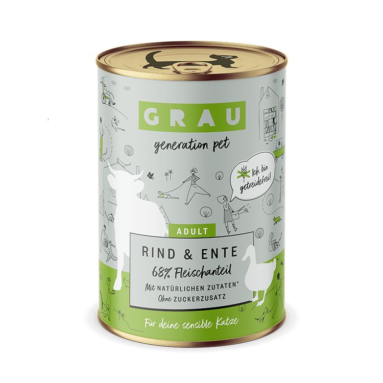 Grau Rind & Ente 6x400 g Futter