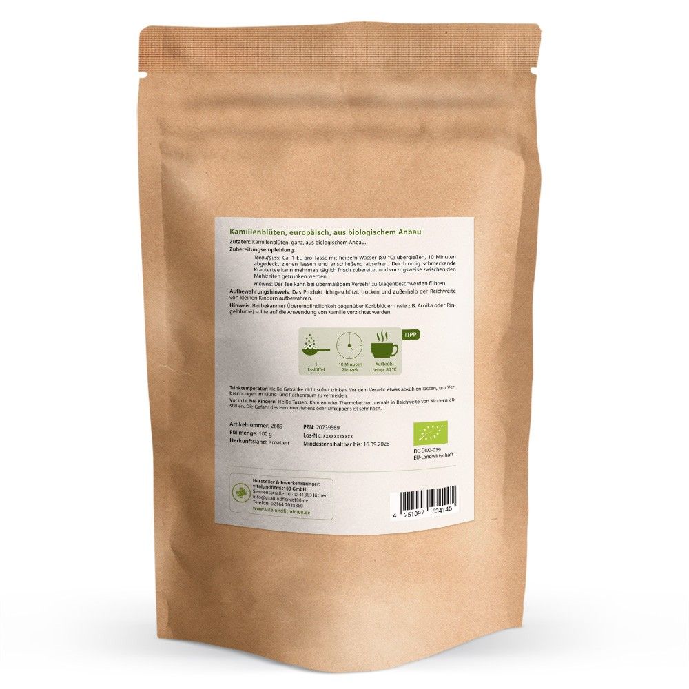 vitalundfitmit100® Bio Kamillenblüten ganz, europäisch