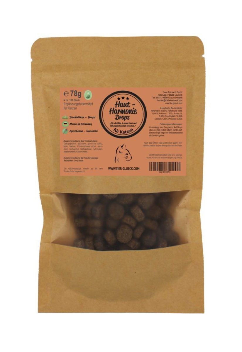 TierGlück Haut-Harmonie Drops mit Bachblüten für Katzen 78 g Futter