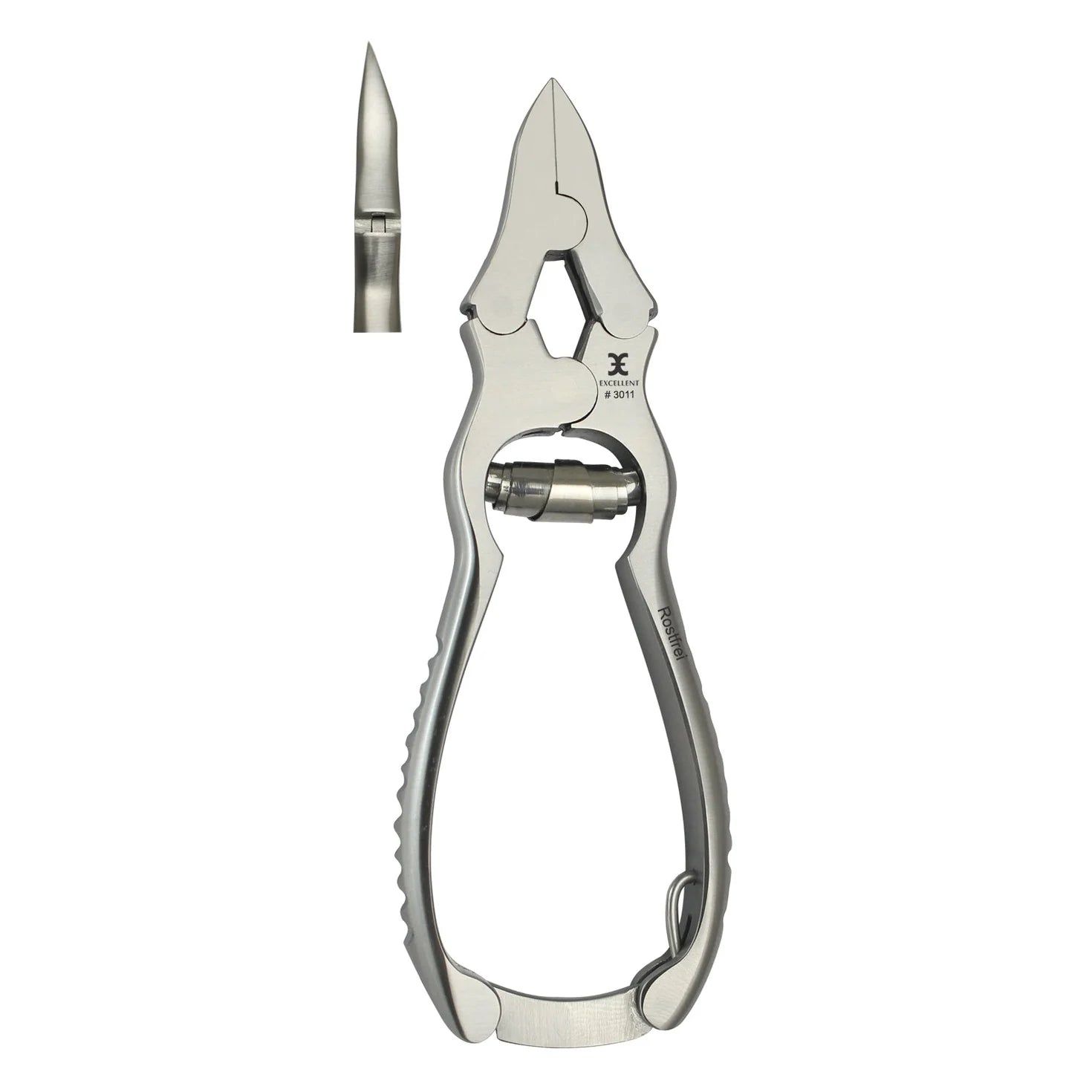 Nagelzange aus Edelstahl. Mit separater Spitze. Marke Excellent, Modell #3010. Rostfrei.