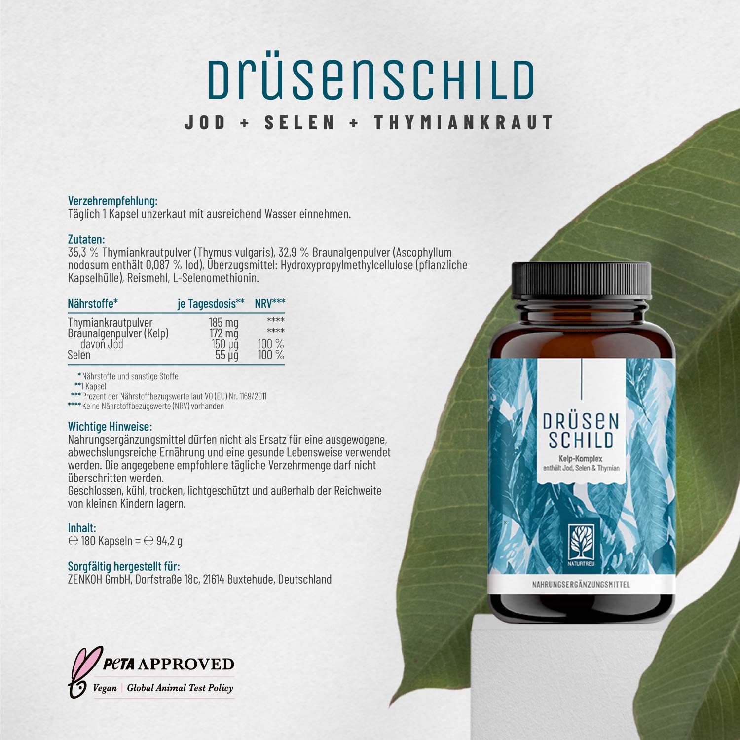 Jod (Kelp) & Selen Komplex - Drüsenschild - NATURTREU®