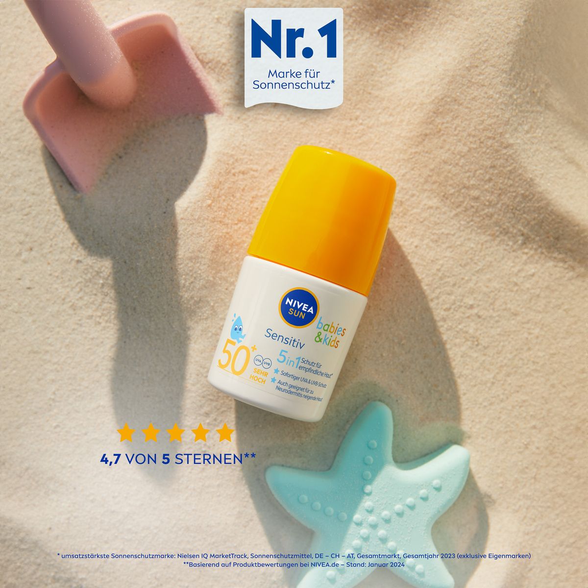 NIVEA SUN Babies & Kids Sensitiv Schutz Sonnenroller LSF 50+