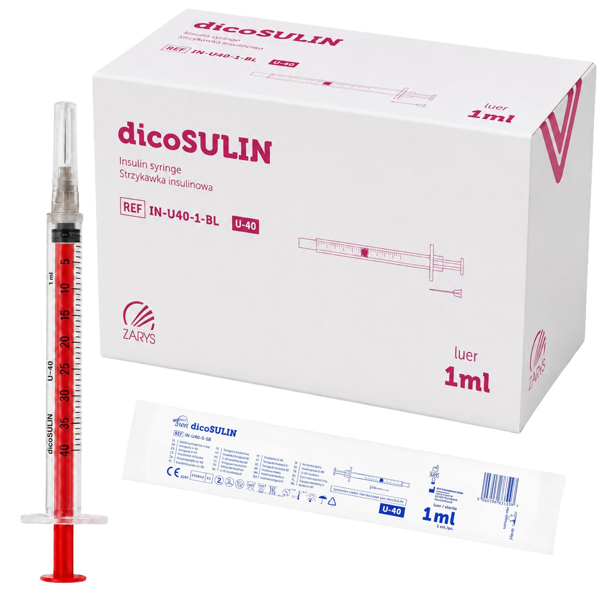 dicoSULIN U-40 Insulinspritze 1 ml 27G 0,4 x 13 mm steril 100 St Spritzen