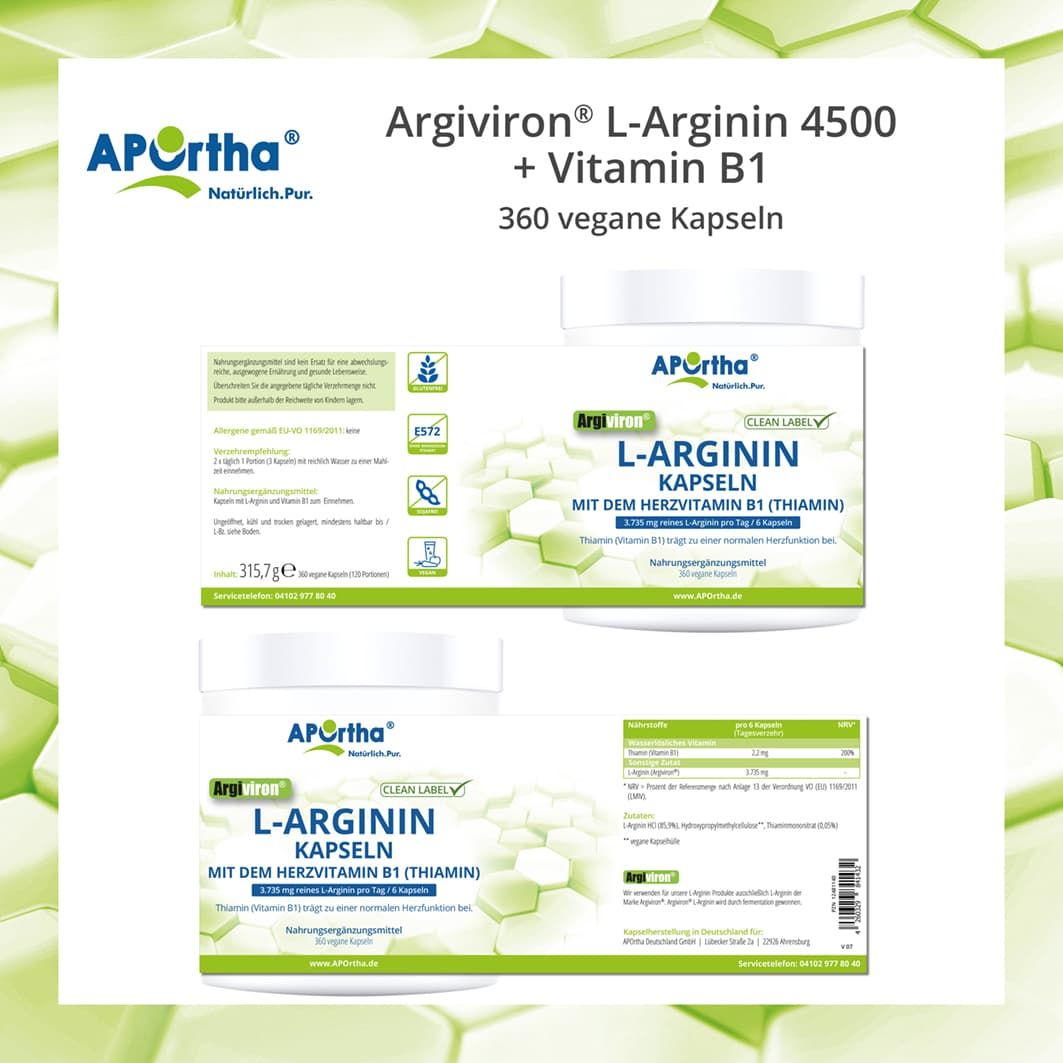 APOrtha® Argiviron® L-Arginin 4500 Kapseln + Vitamin B1