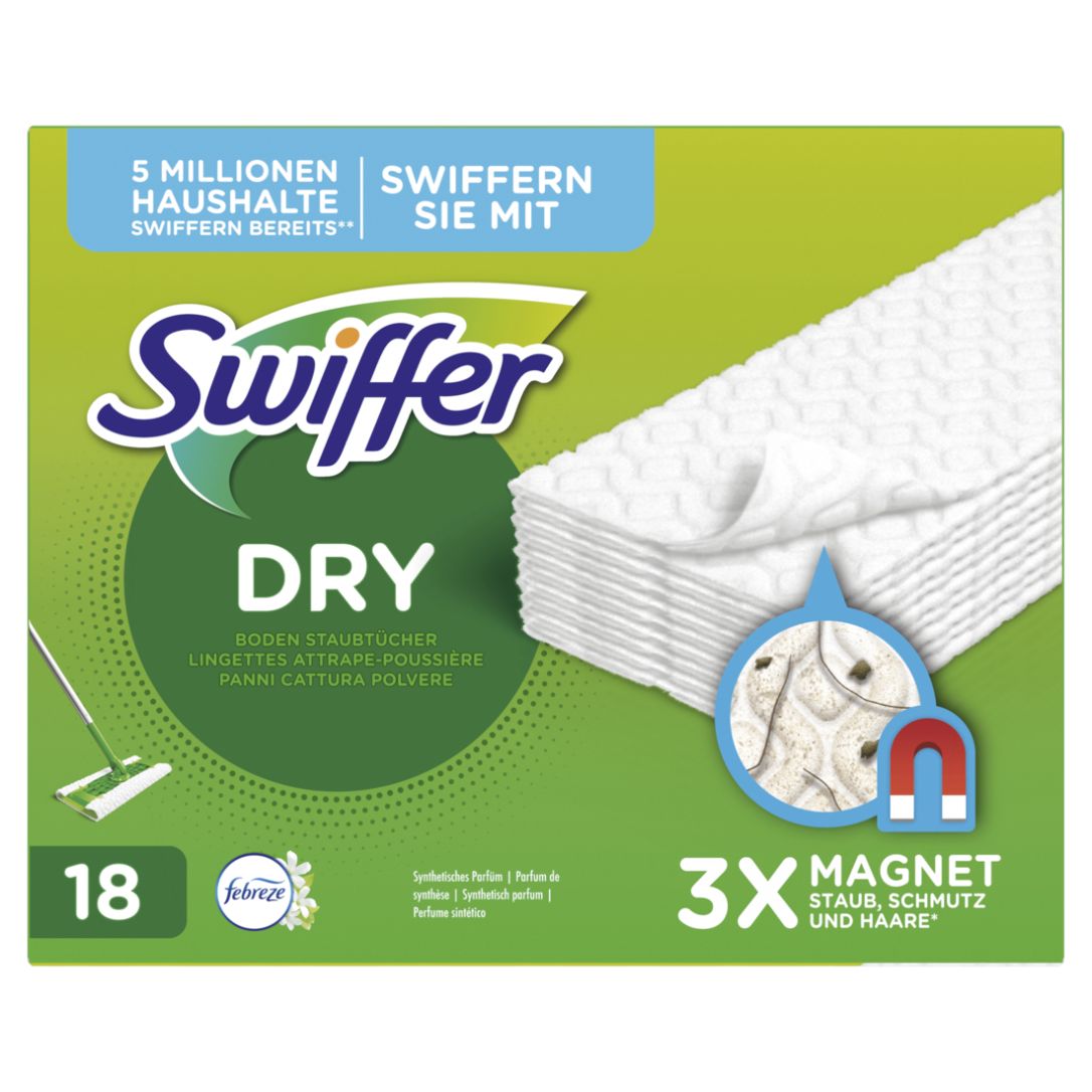 Swiffer Bodenwischer Trockene Bodentücher Nachfüllpackung mit Febreze Duft  18 St - SHOP APOTHEKE