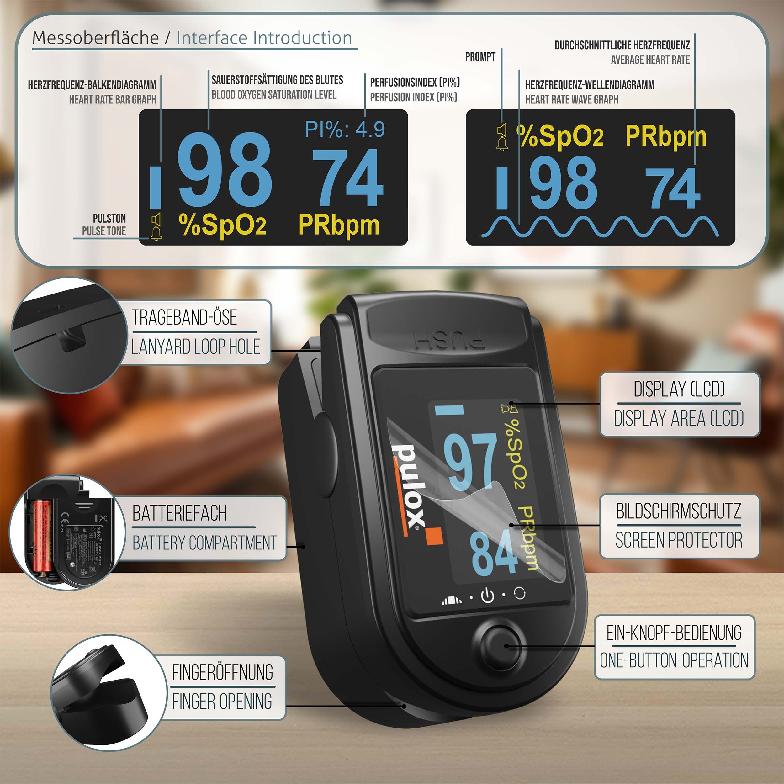 Pulox Po-200A Set - Finger-Pulsoximeter Schwarz 1 St Gerät