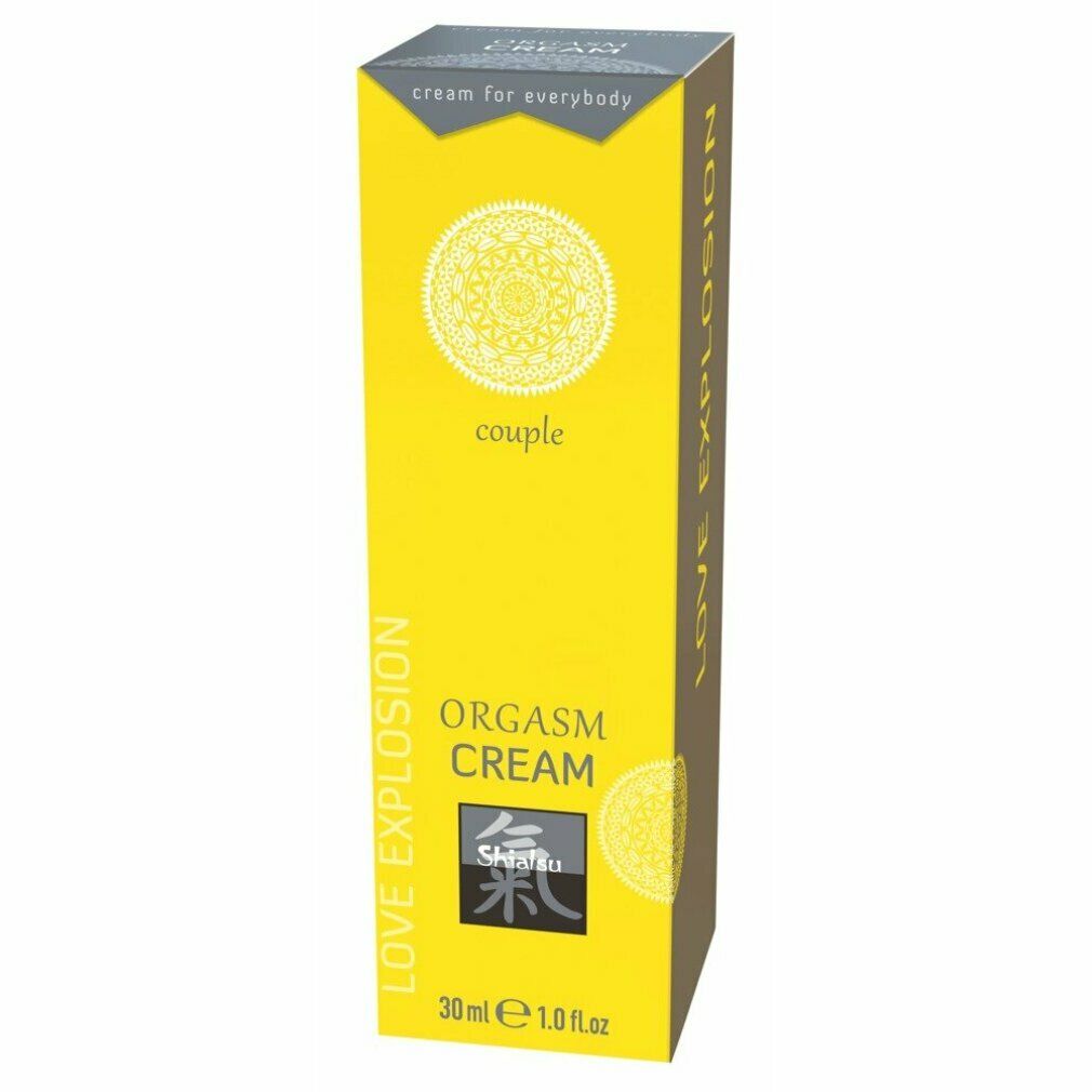 Gelbe Schachtel mit "ORGASM CREAM" und "couple" Aufschrift. 30 ml. Marke: Shishu.