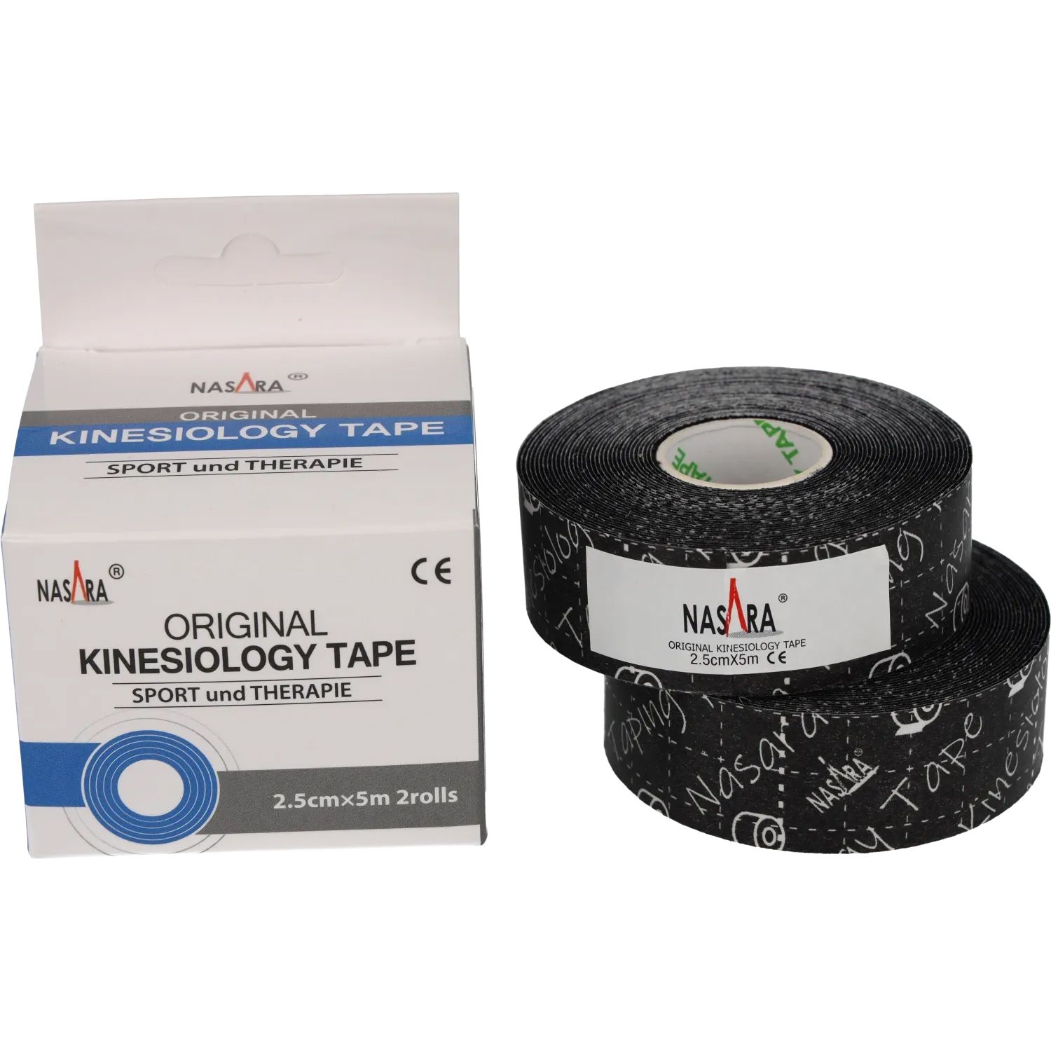 Nasara Kinesio Tape | 2,5cm x 5m (2 Rollen) 2 St