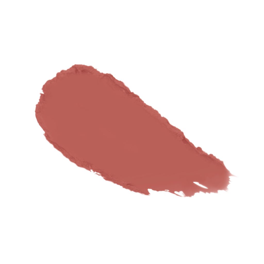 Lippenstift-Farbmuster in Rosé-Braun. Glänzendes Finish. Auf weißem Hintergrund.