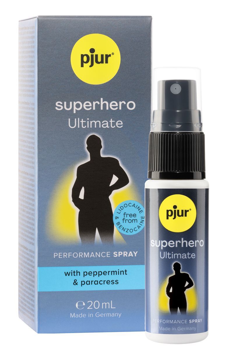 pjur SUPERHERO Ultimate Performance Spray 20ml Flasche und Karton