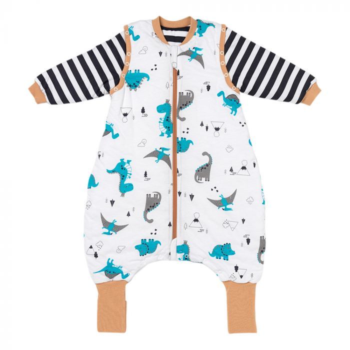 schlummersack Baby Schlafsack mit Füßen ganzjährig in Oeko-Tex Qualität 2.5 Tog 80 cm Jurassic