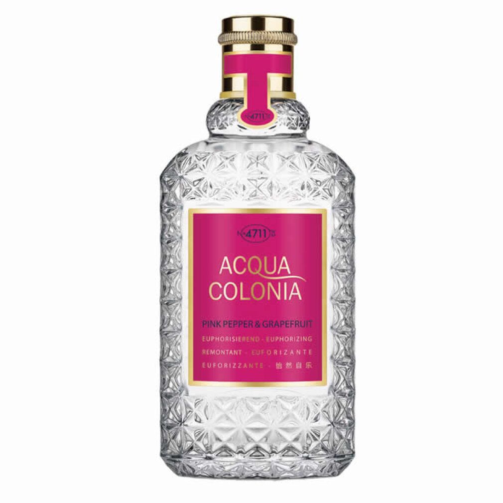 Acqua Colonia Flakon mit rosa Etikett und goldenem Verschluss.