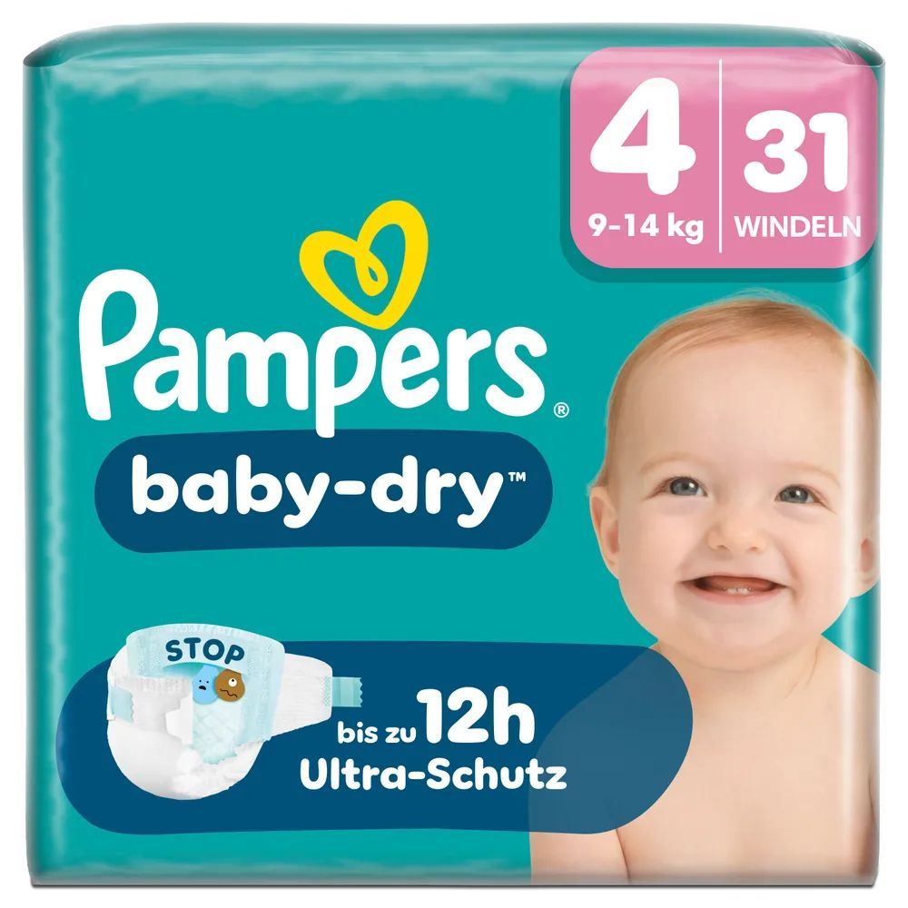 Pampers Baby Dry Gr.4 Maxi 9-14kg Windeln Single Pack 31 St