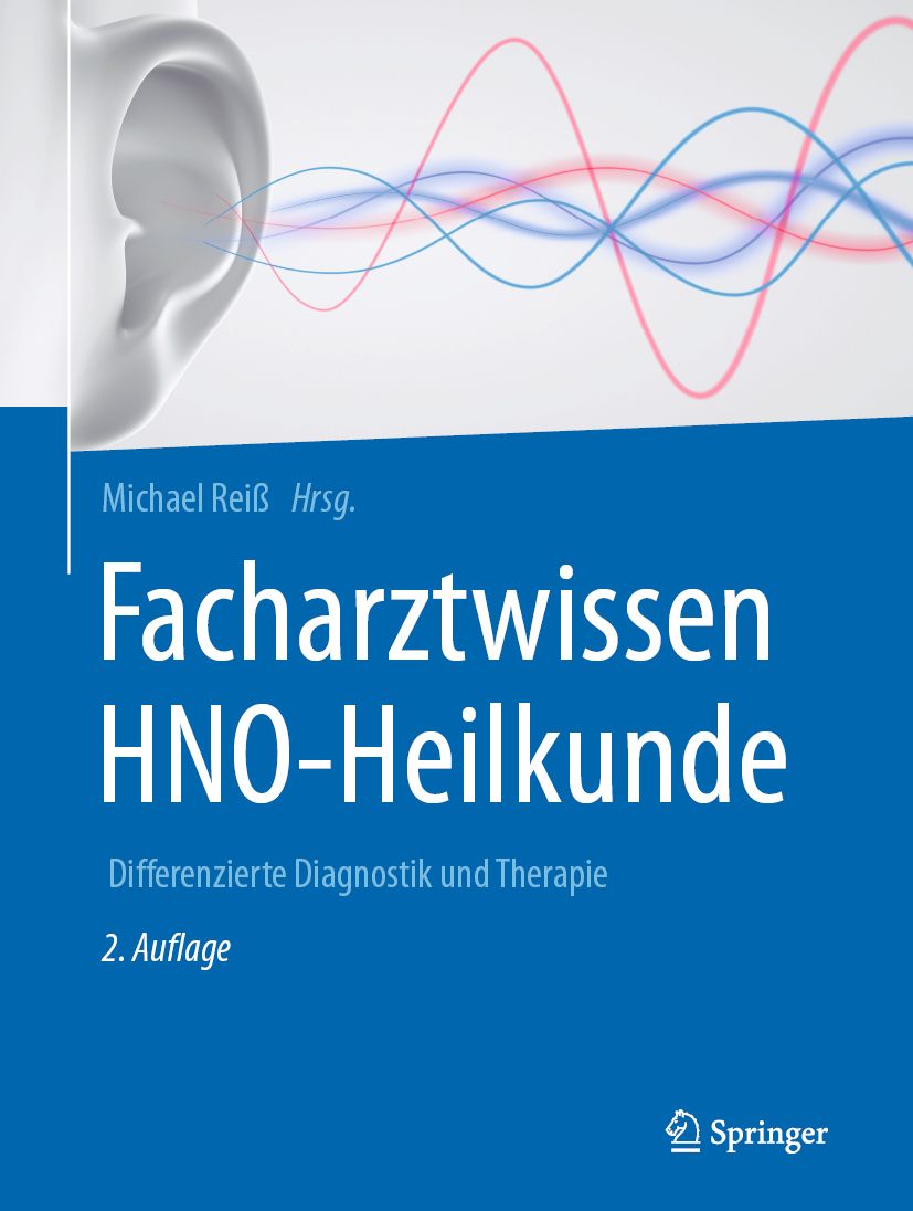 Buchcover mit Titel Facharztwissen HNO-Heilkunde. Autor Michael Reiß. Blaue Schrift auf blauem Hintergrund. Springer-Logo.