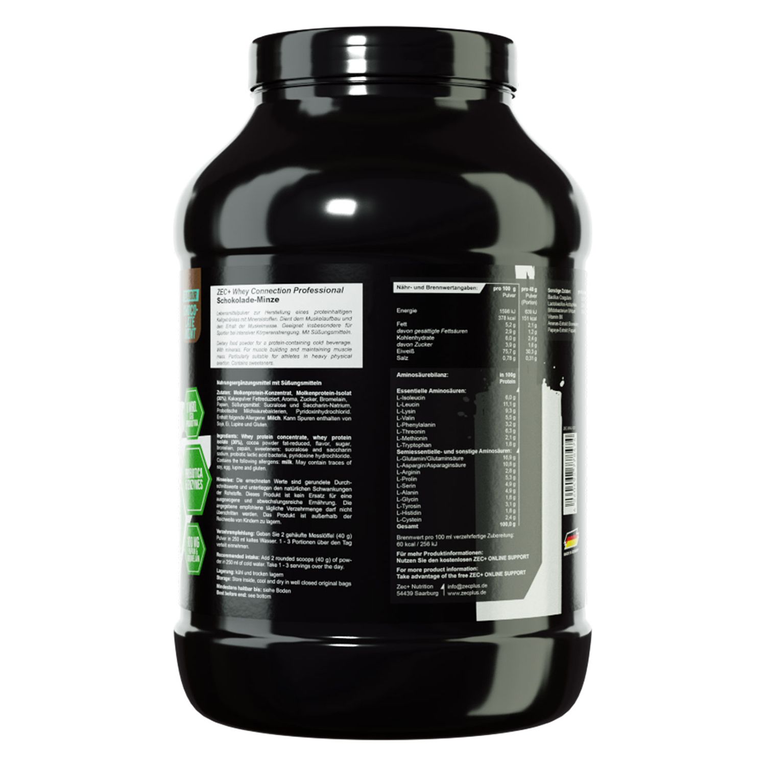 Zec+ Whey Connection Professional Protein/ Eiweiß Mint-Chocolate 1000 g Pulver