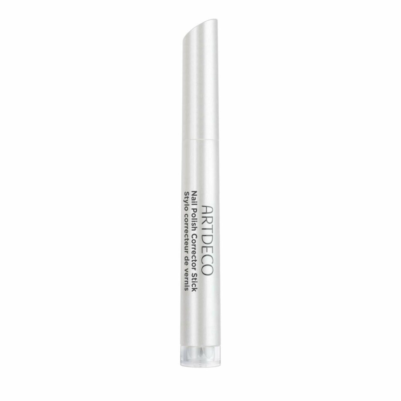 Artdeco Nagellack-Korrektur-Stift. Weißer Stift mit transparentem Verschluss. Text: Nail Polish Corrector Stick.