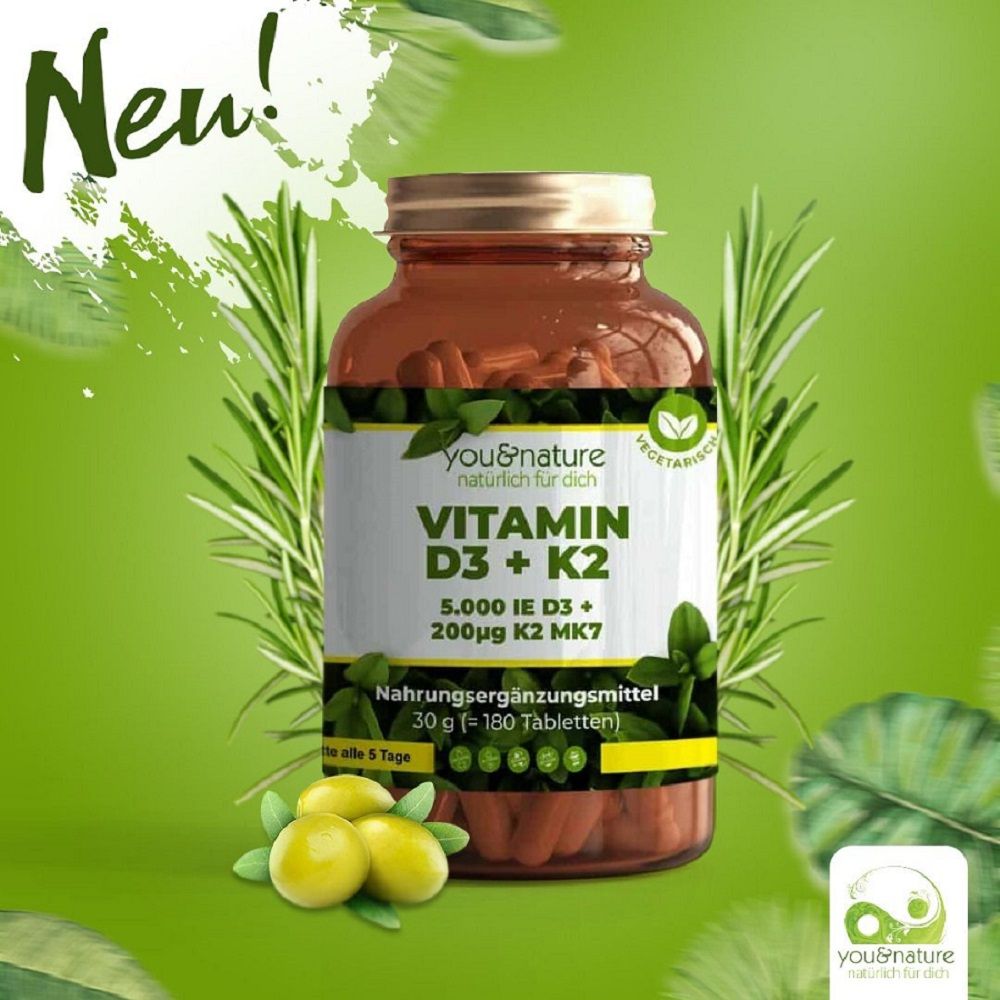 You&Nature Vitamin D3 + K2 MK7 5.000 I.E. + 200 µg 180 Tabletten