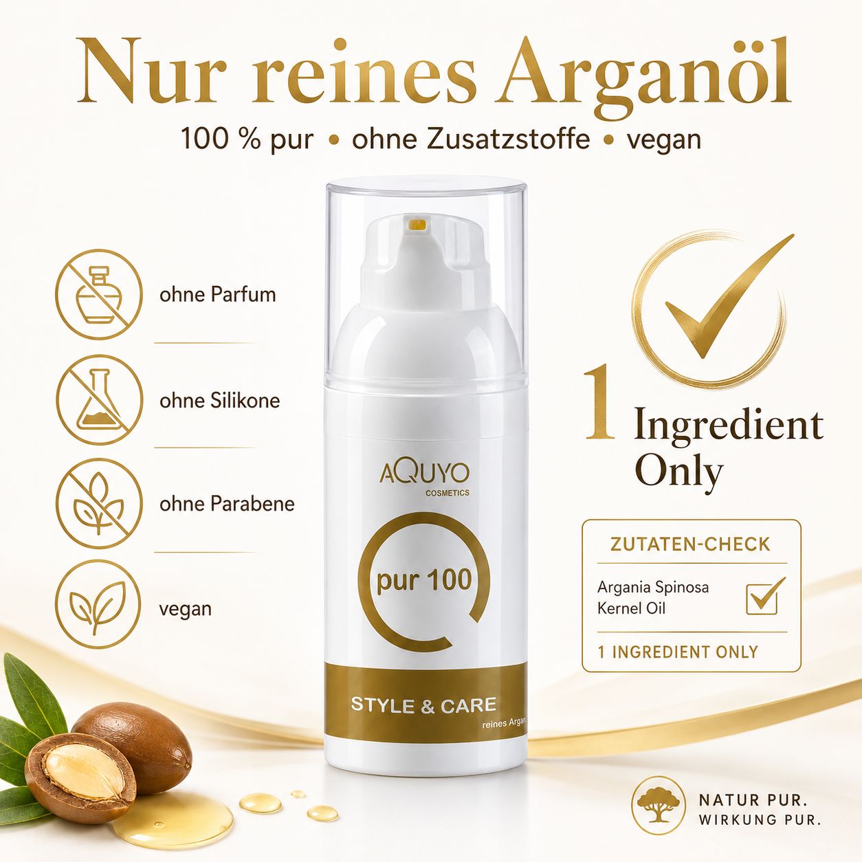 Reines Arganöl für Gesicht Haare Nägel Körper Bartpflege ohne Silikone vegan