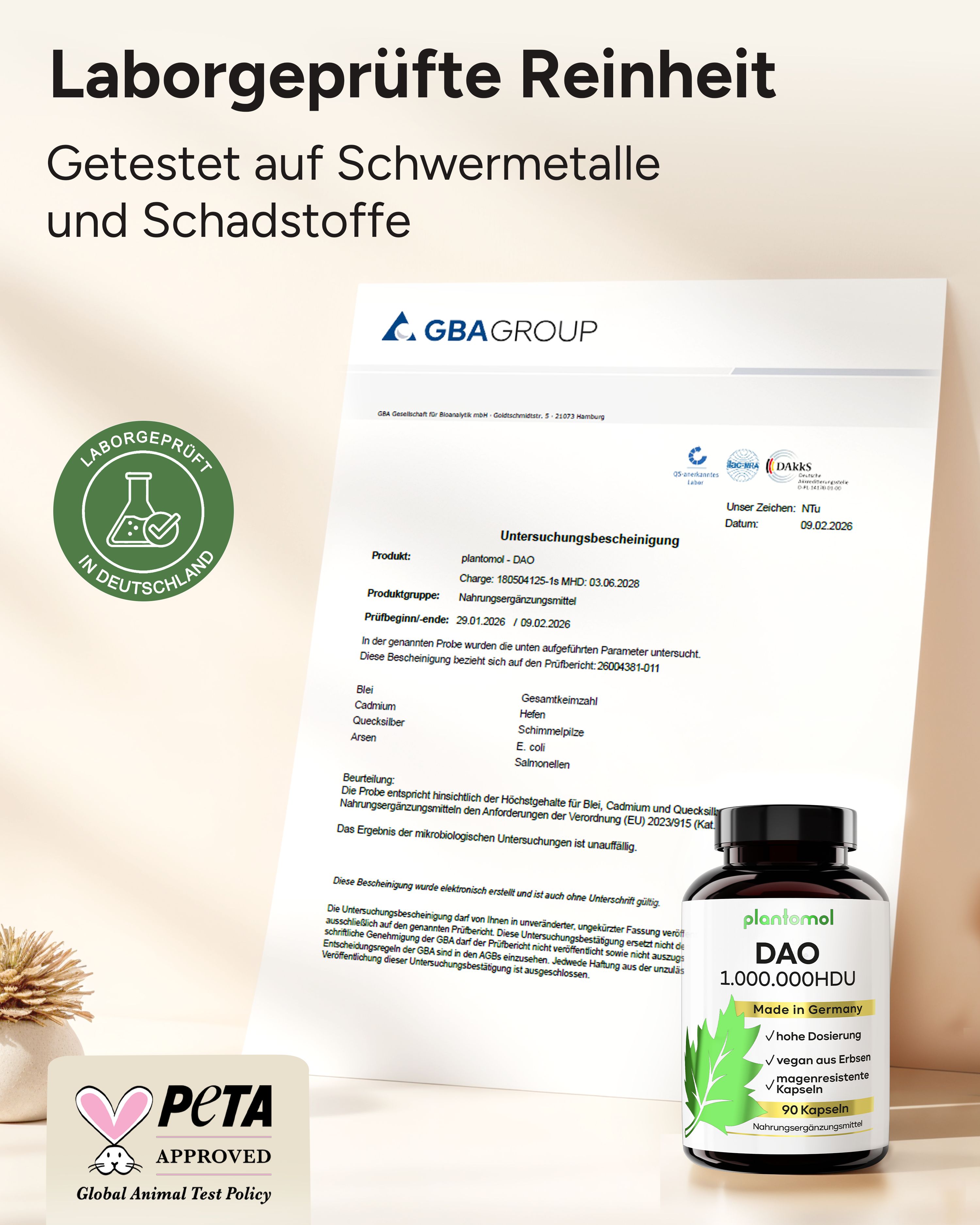 plantomol® DAO Kapseln vegan - 1.000.000 HDU pro Kapsel - DAO-Enzym aus Erbsen