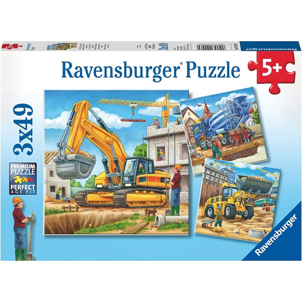Ravensburger Ravensburger Puzzle Große Baufahrzeuge, 3x49 Teile