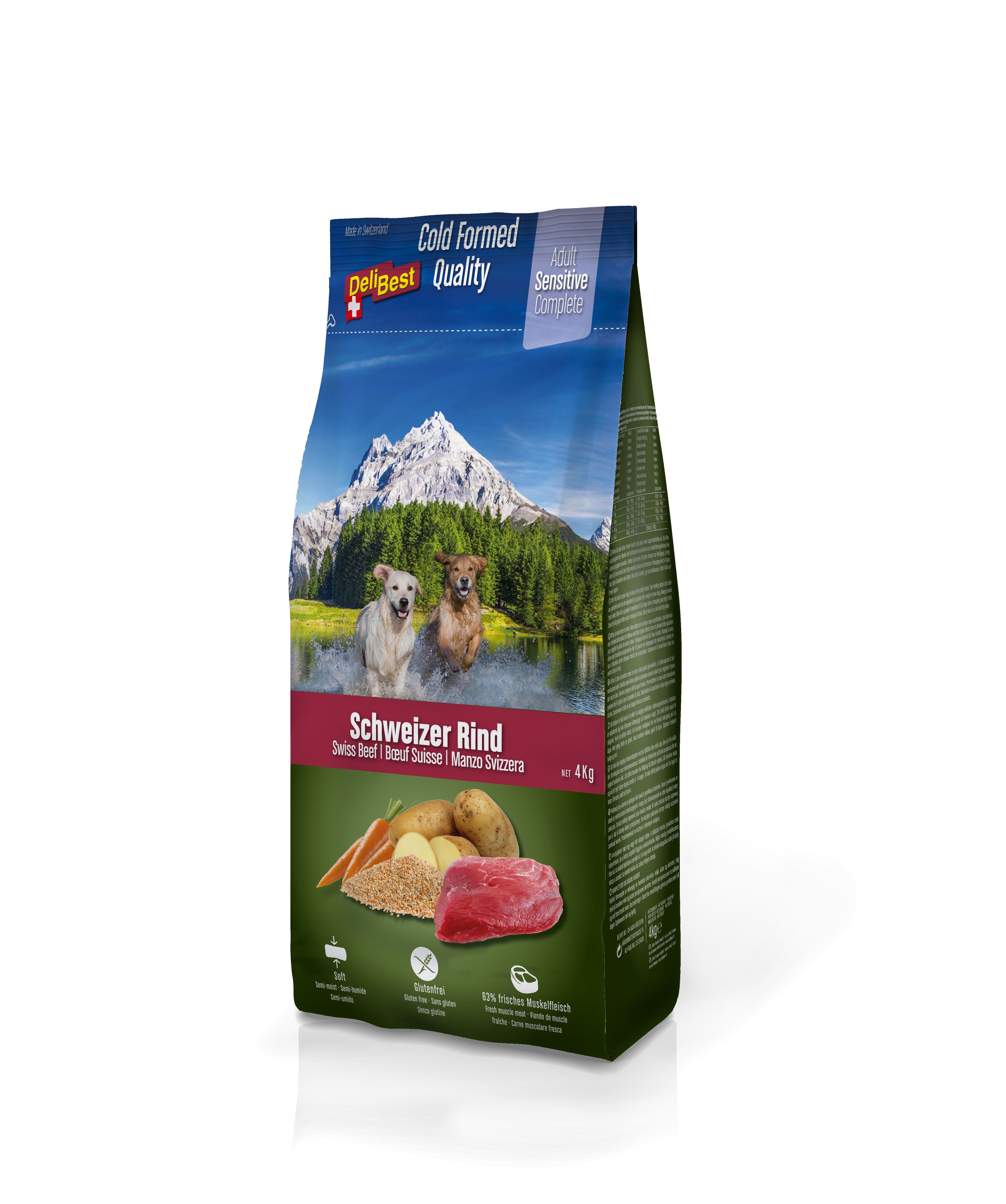 DeliBest Hund Adult Sensitive Complete Rind halbfeuchtes Trockenfutter (kaltgeformt) 4000 g Futter