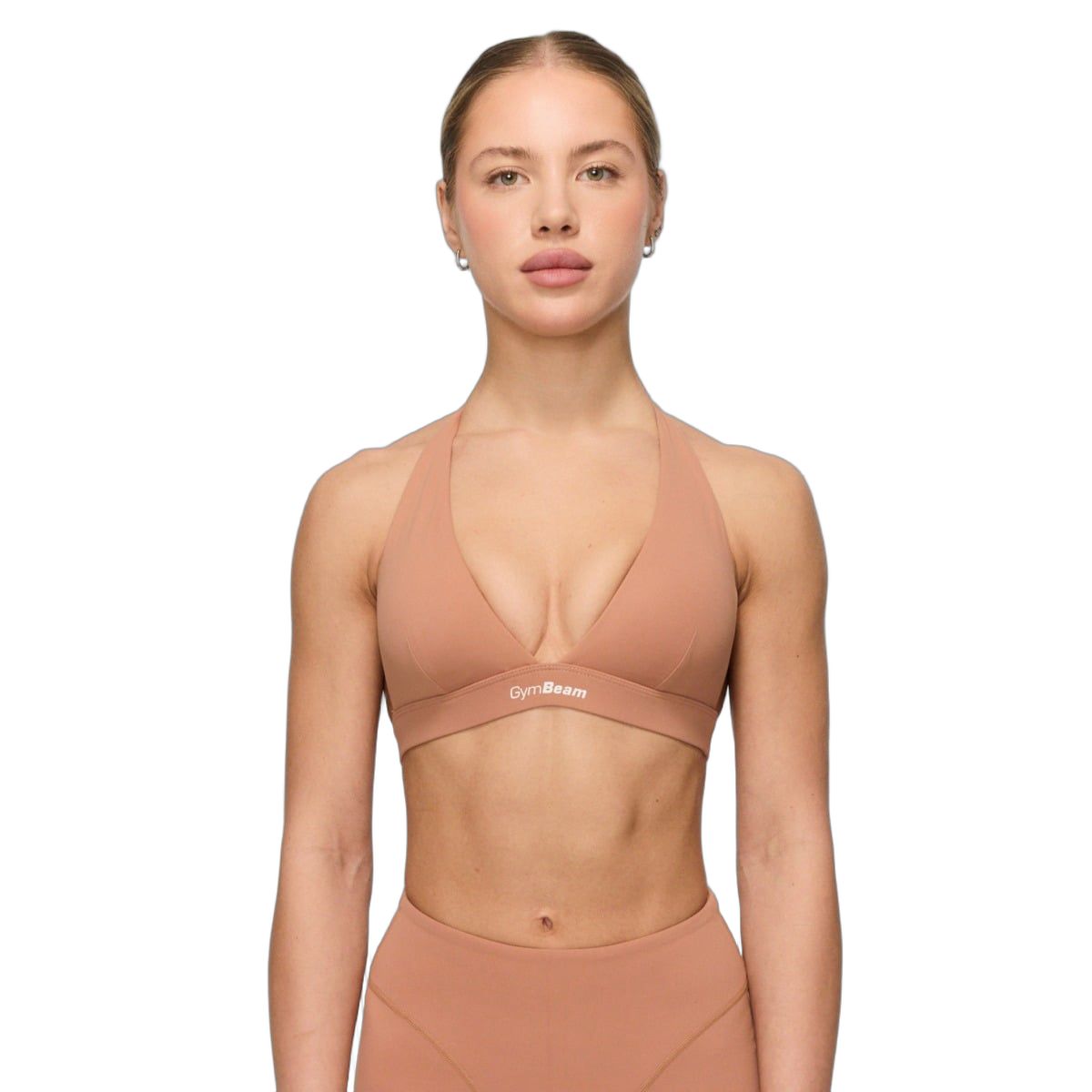 GymBeam Sport-BH Damen Halterschnitt mit breiten Trägern Caramel 1 St