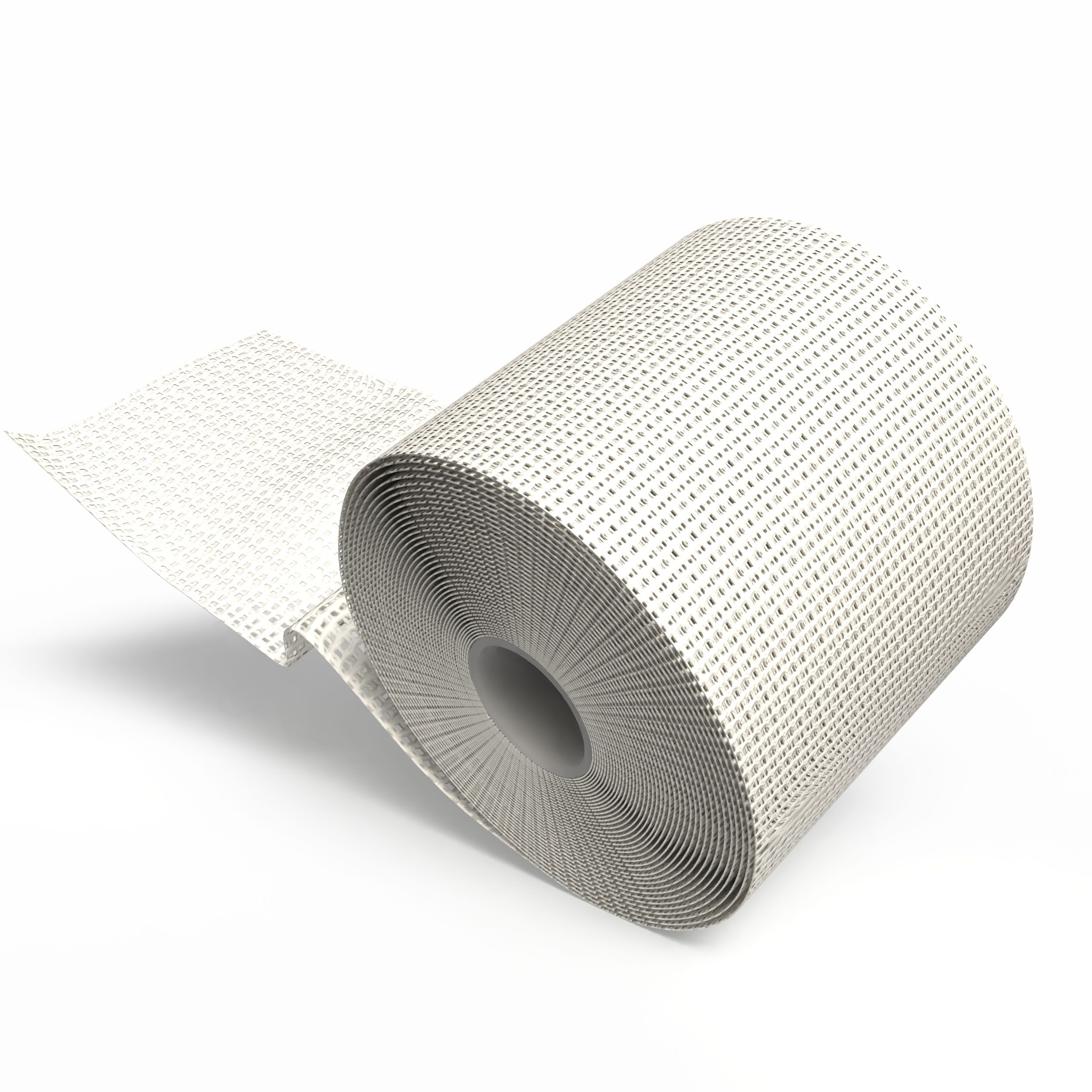 Weißes, kohäsives Haftverband-Rolle. Gewebtes Material, teilweise abgerollt.