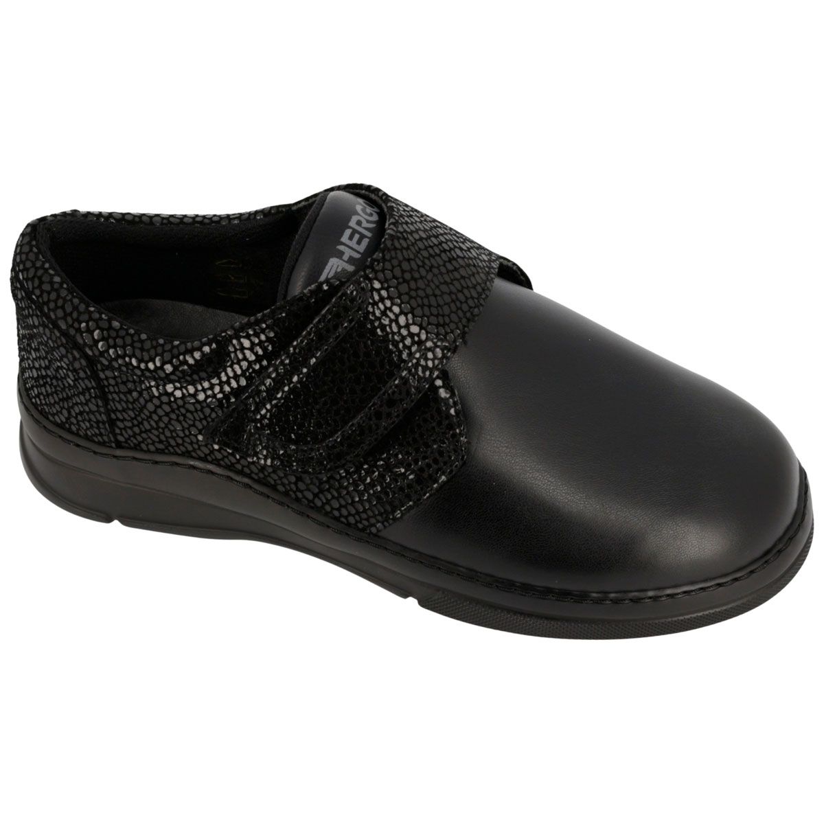 Hergos H9627 - Scarpa donna in pelle ed elasticizzato, chiusura in velcro e plantare estraibile.