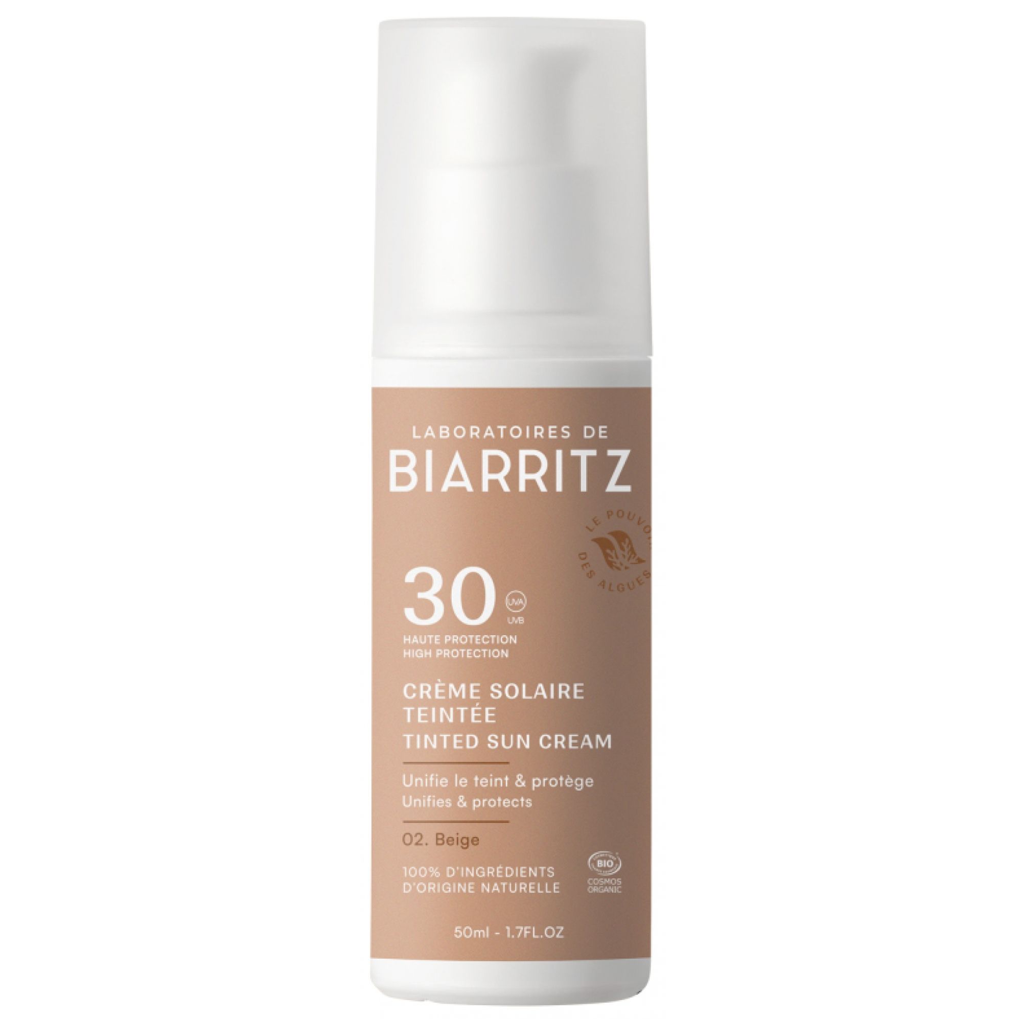 Laboratoires de Biarritz Alga Maris Getönte Sonnencreme Gesicht LSF 30 Bio (Farbton : Beige) 11,7x3,2x3,2 cm
