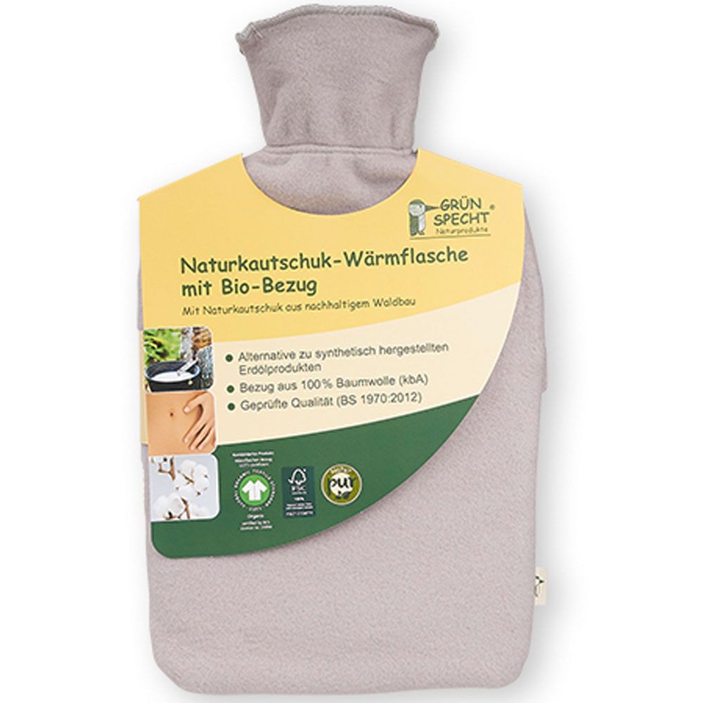 Grün Specht Naturkautschuk Wärmeflasche mit Bio Bezug 1 St