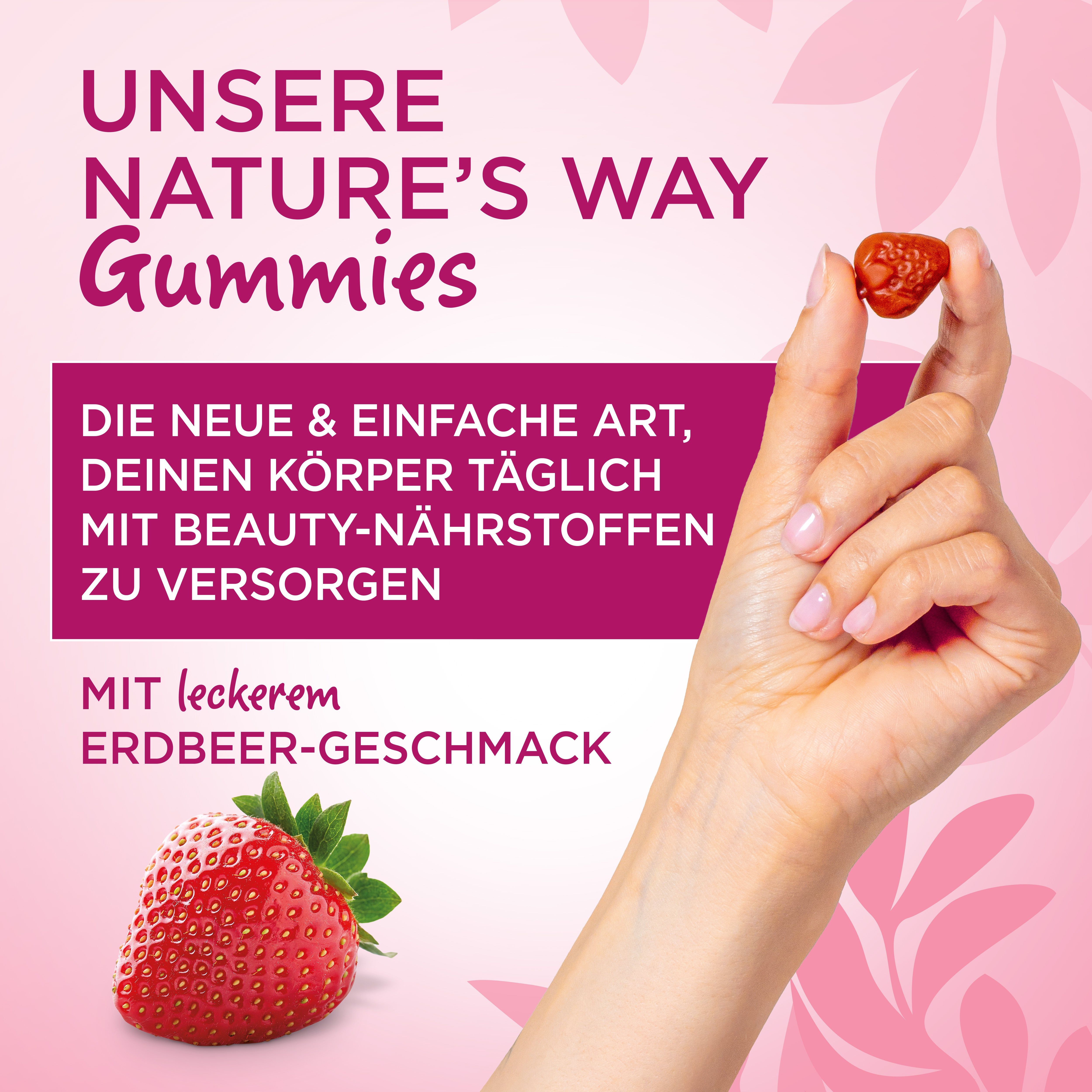 Nature's Way Hair Skin Nails Gummies - Biotin hochdosiert für Haarwachstum - mit Vitamin A, C, E
