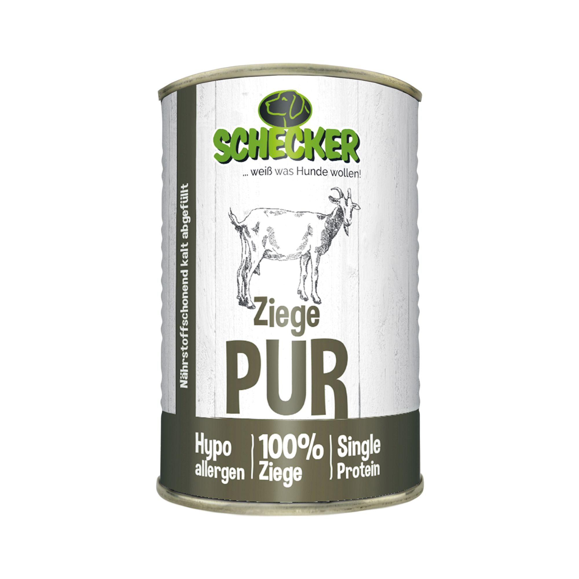 Schecker 100% Ziege PUR - Hunde Nassfutter getreidefrei glutenfrei hypoallergen -sensitiv 48x410 g Futter