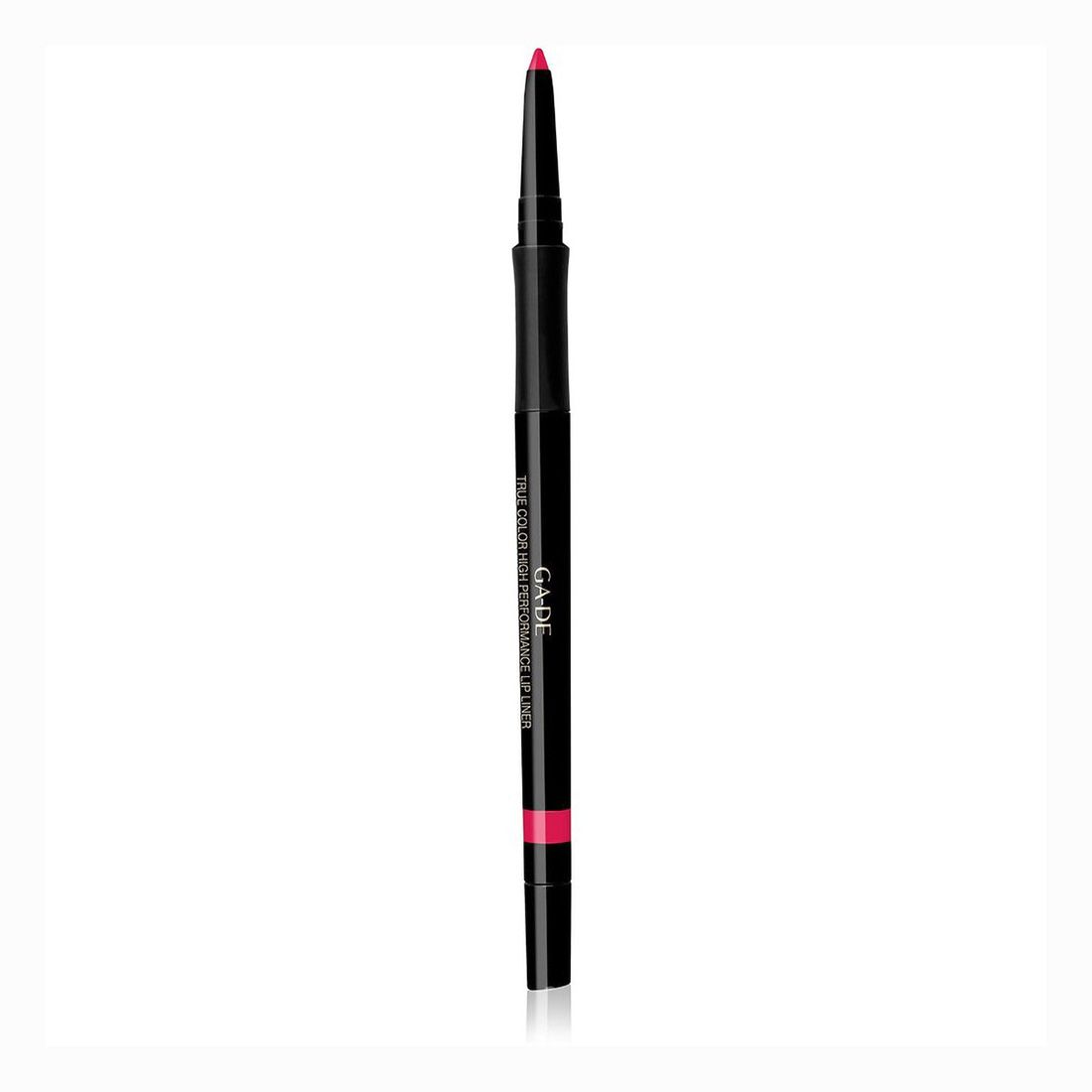 Schwarzer Lipliner mit pinkfarbener Spitze. Aufschrift: Ga-De True Color High Performance Lip Liner.
