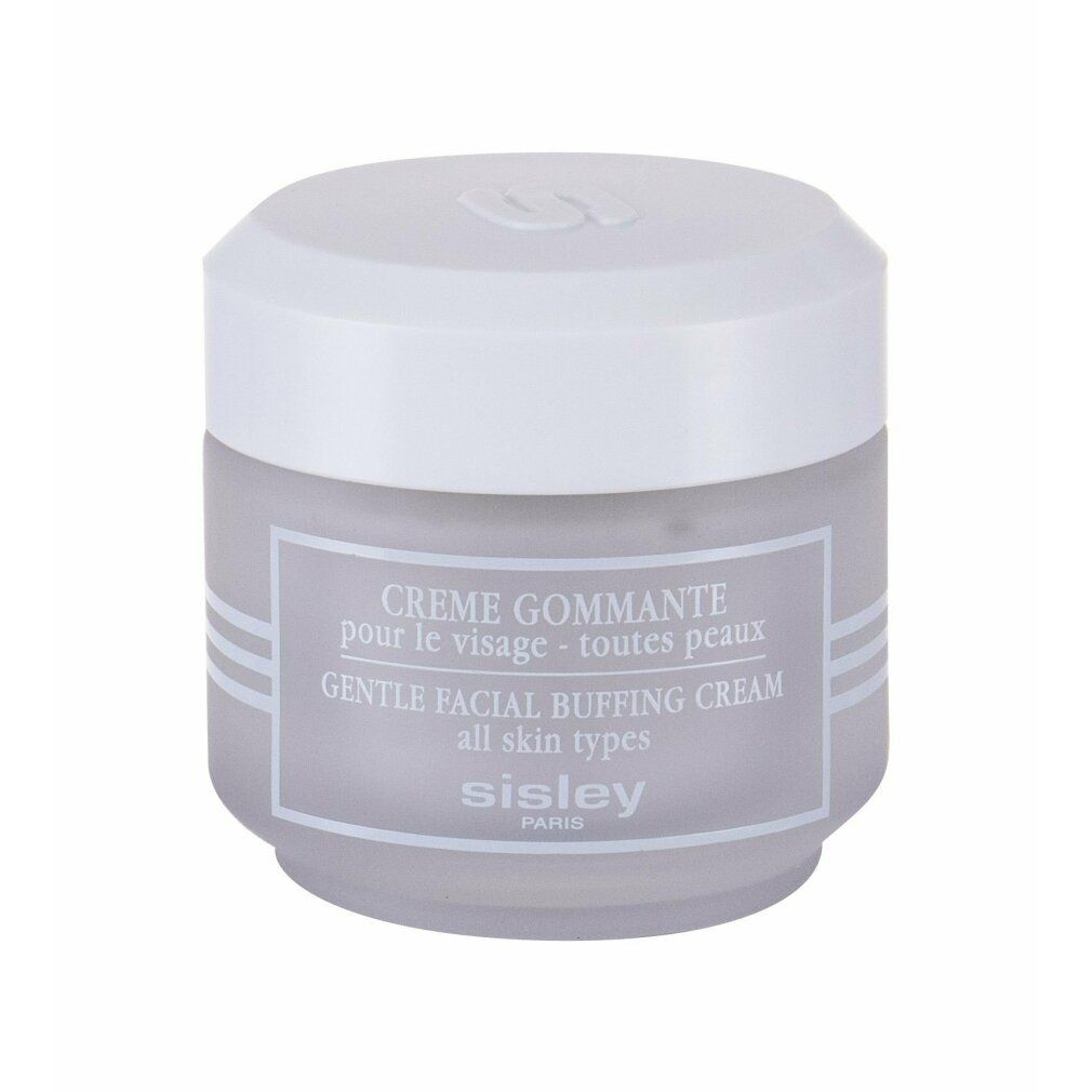 Creme Gommante pour le Visage-Tiegel. Weißer Deckel, graues Etikett mit Text. Sisley-Logo.