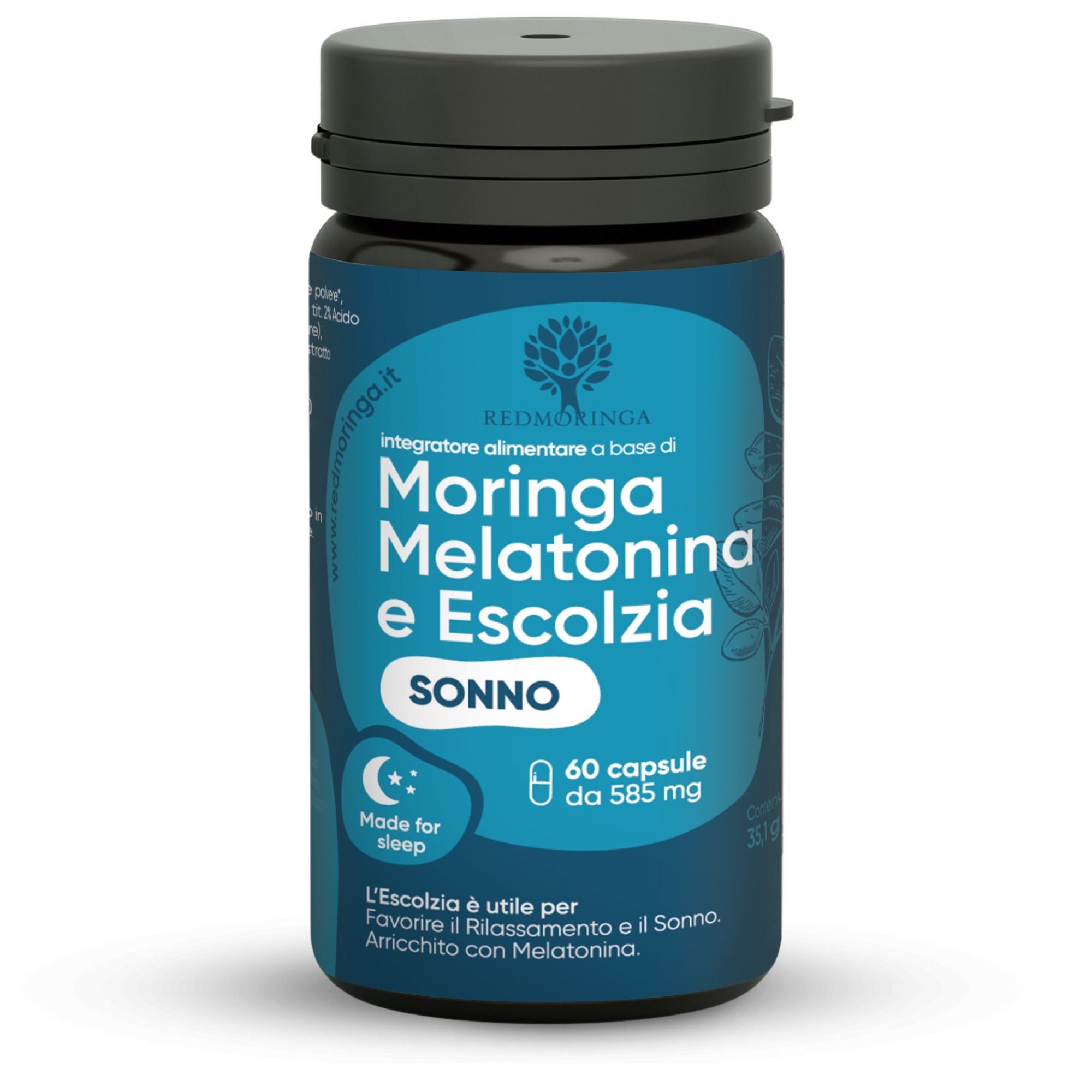 RedMoringa SONNO Escolzia, Griffonia e Melatonina 60 Capsule
