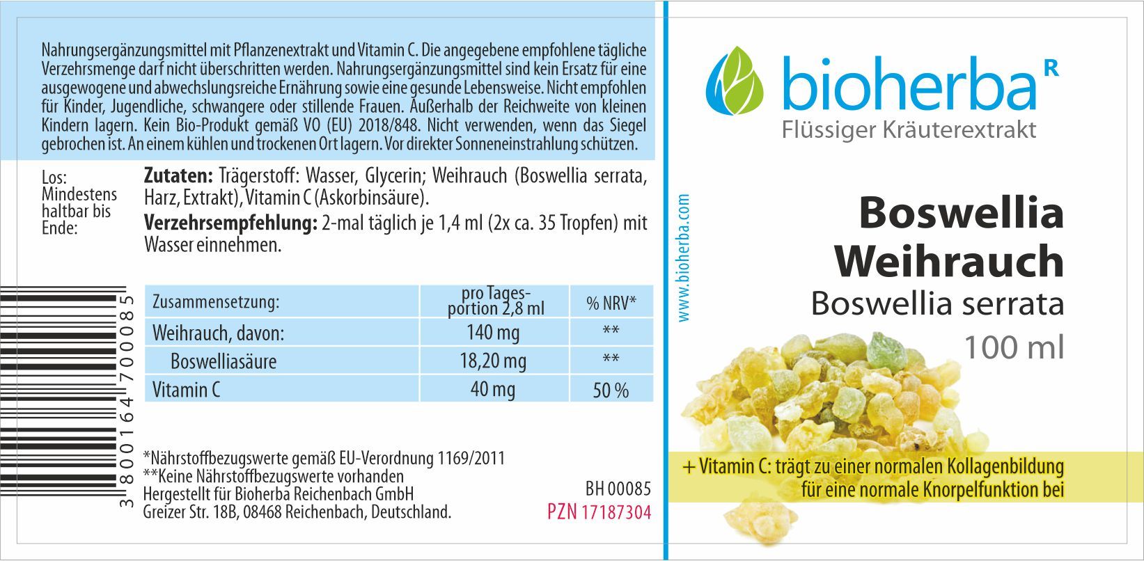 Boswellia Weihrauch Tropfen Tinktur 100 ml PZN 17187304