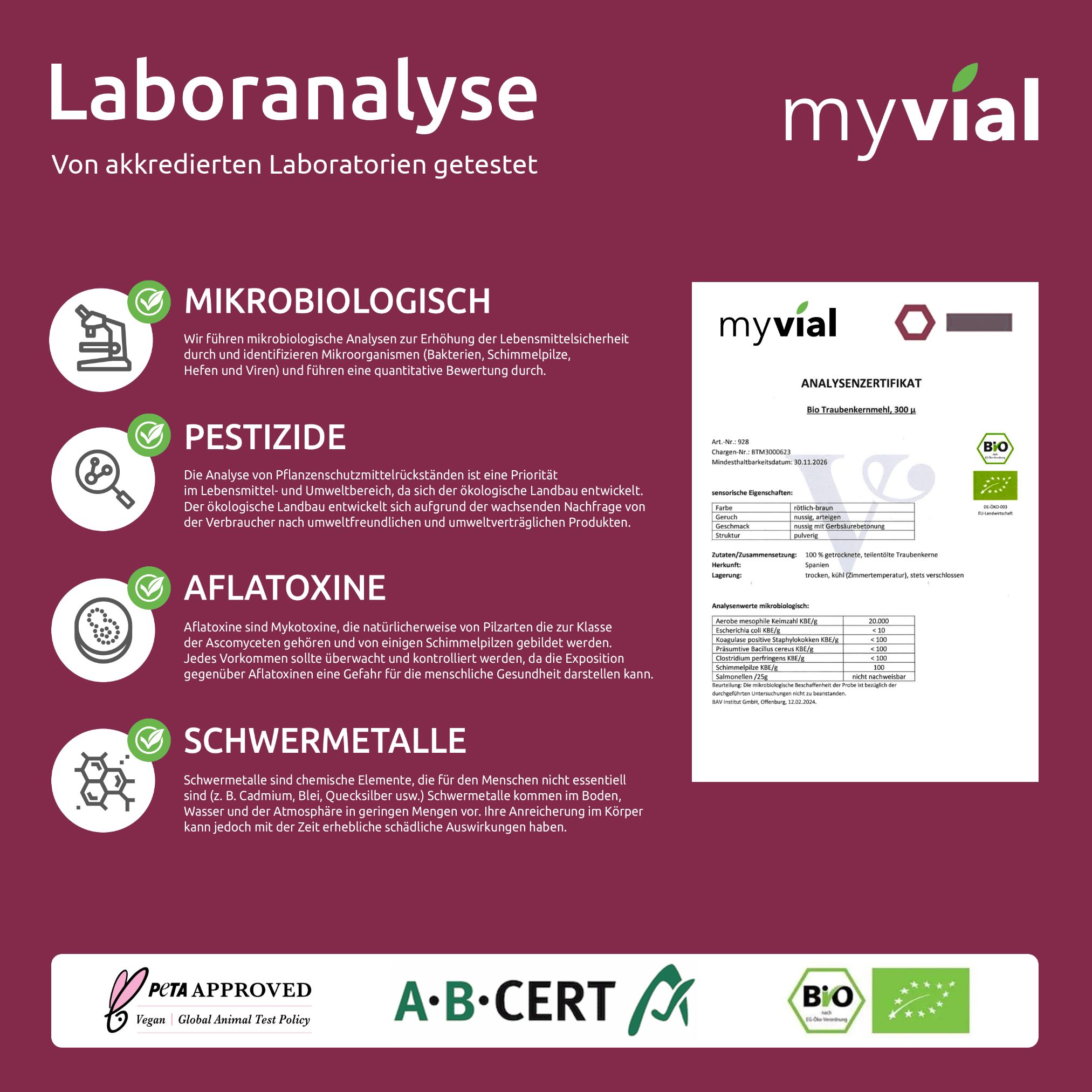 myvial® Bio OPC Kapseln - Traubenkern-, Aronia- & Acerolapulver - 800 mg hochdosiert