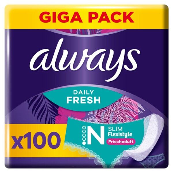 Multipack 5x Always Daily Fresh Slim Flexistyle Slipeinlagen 100 Stück, Mit Frischeduft, Ultra-dün 5x100 St