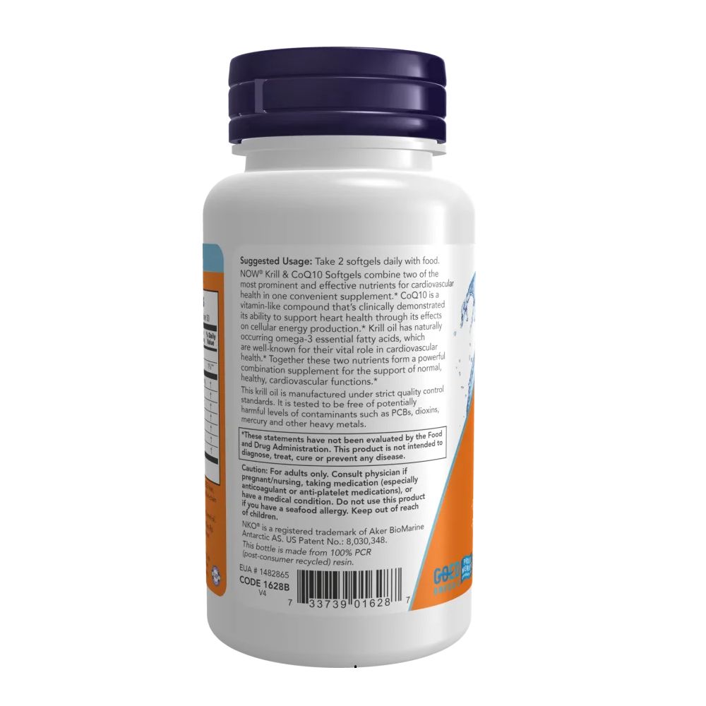 Rückseite der Flasche. Text über Anwendung und Warnhinweise. "NOW"-Logo und Barcode.