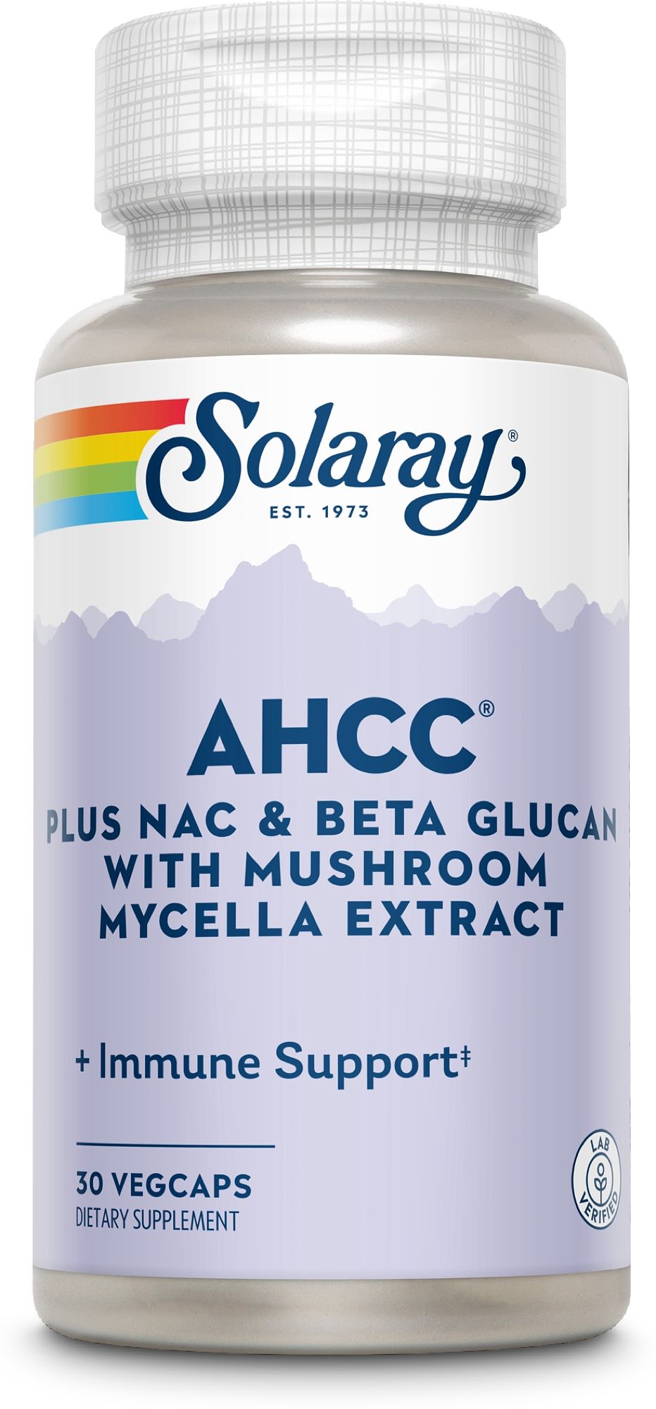 Solaray AHCC Plus NAC & Beta Glucan Flasche mit 30 Vegicaps.