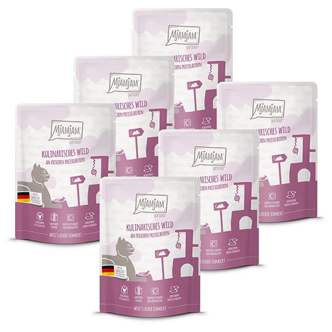 MjAMjAM - Quetschie kulinarisches Wild an frischen Preiselbeeren 6x300 g Futter