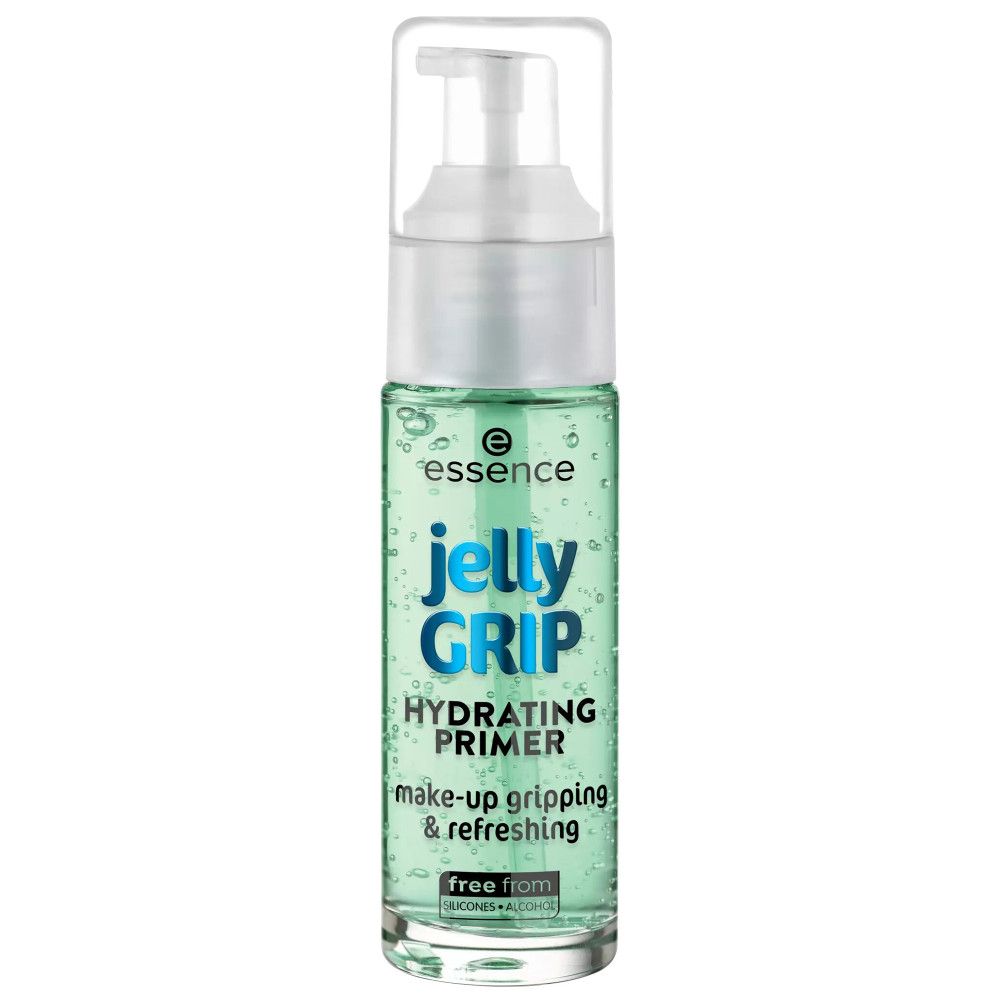 Essence Jelly Grip Hydrating Primer in Pumpspenderflasche mit grünem Gel.